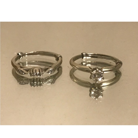 🖤 VTG 1930s Estate diamond solitaire engagement ring wedding band - Picture 5 of 7